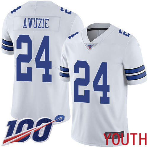 Youth Dallas Cowboys Limited White Chidobe Awuzie Road #24 100th Season Vapor Untouchable NFL Jersey